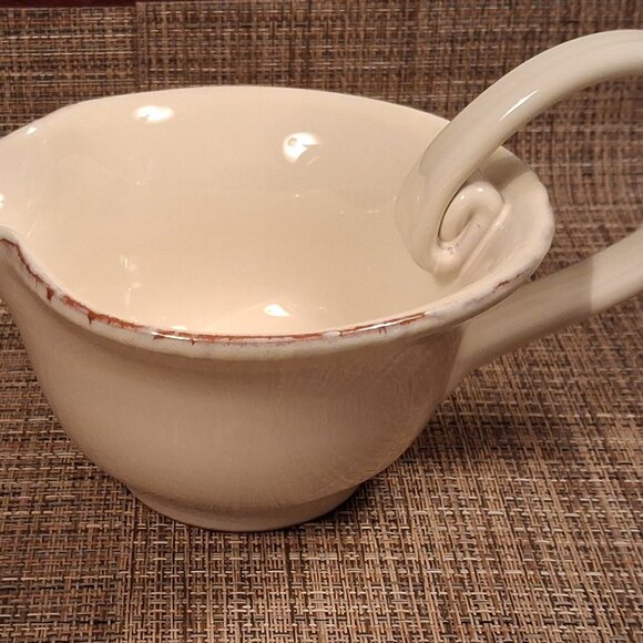 Vietri Crema Gravy Sauce Boat - Rustic Cream-Rare Find - Picture 2 of 9